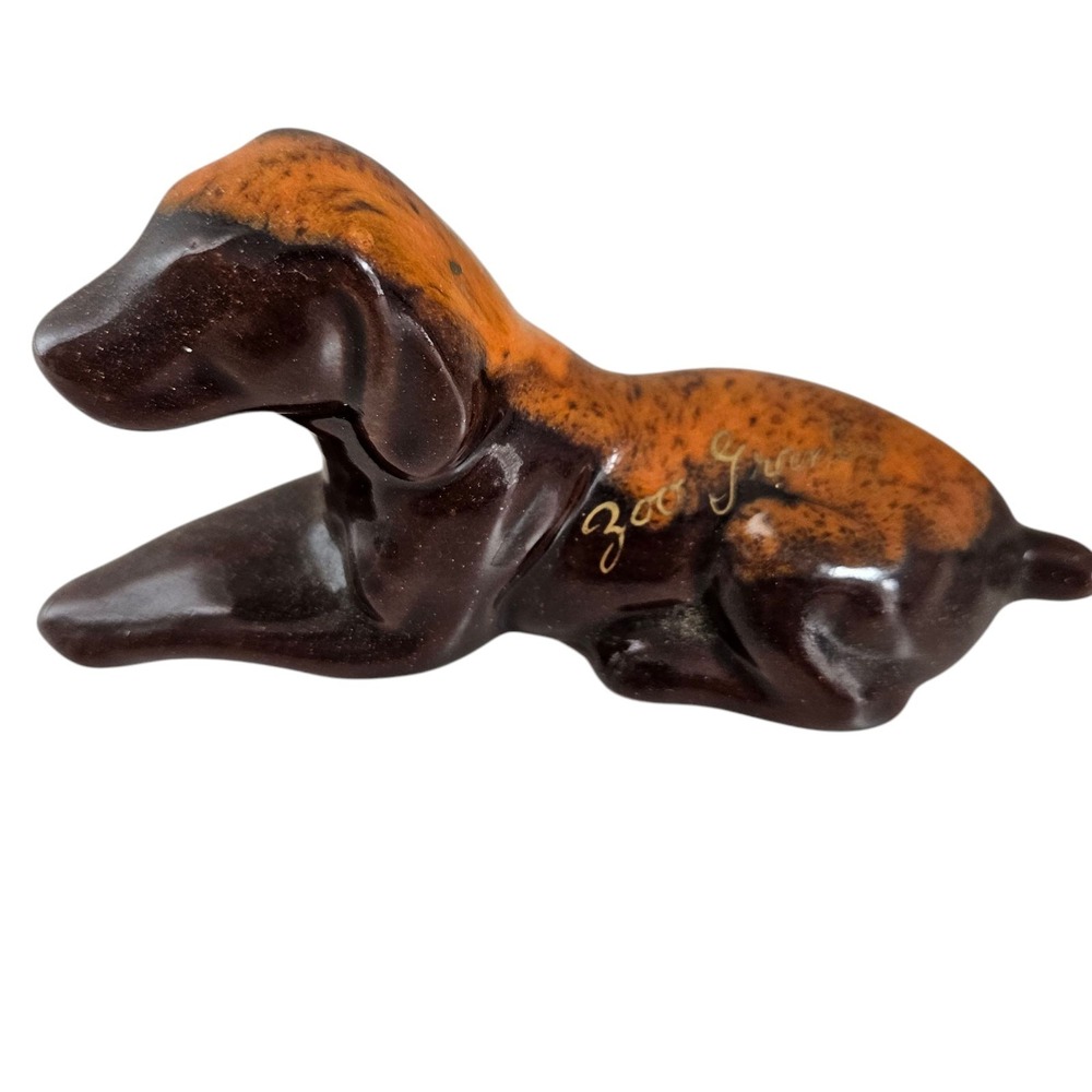 McMaster Craft‎ Sporting Hunting Dog Figurine Redware Drip Glaze Souvenir Canada